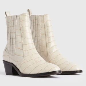 All Saints Miriam Ivory Croc Ankle Boots